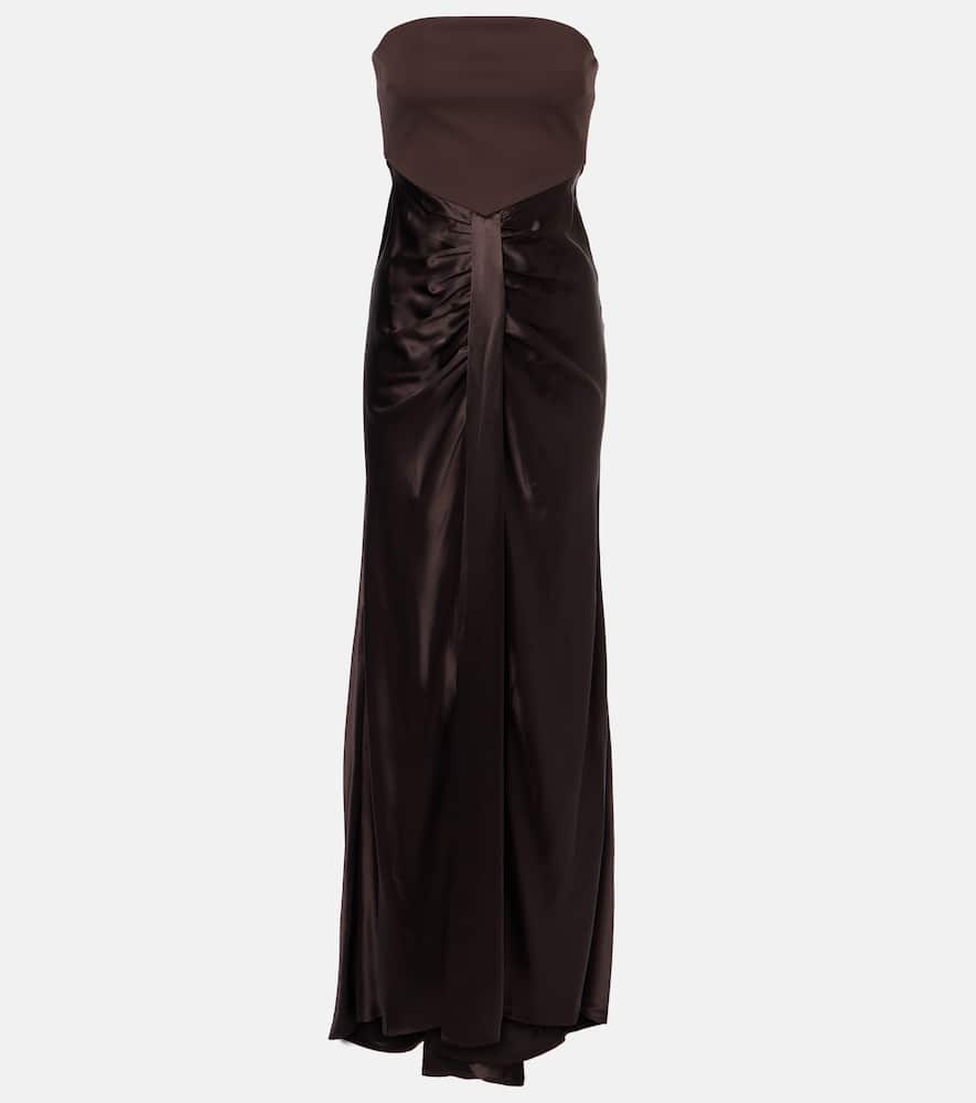 Wayfaring gathered strapless midi dress