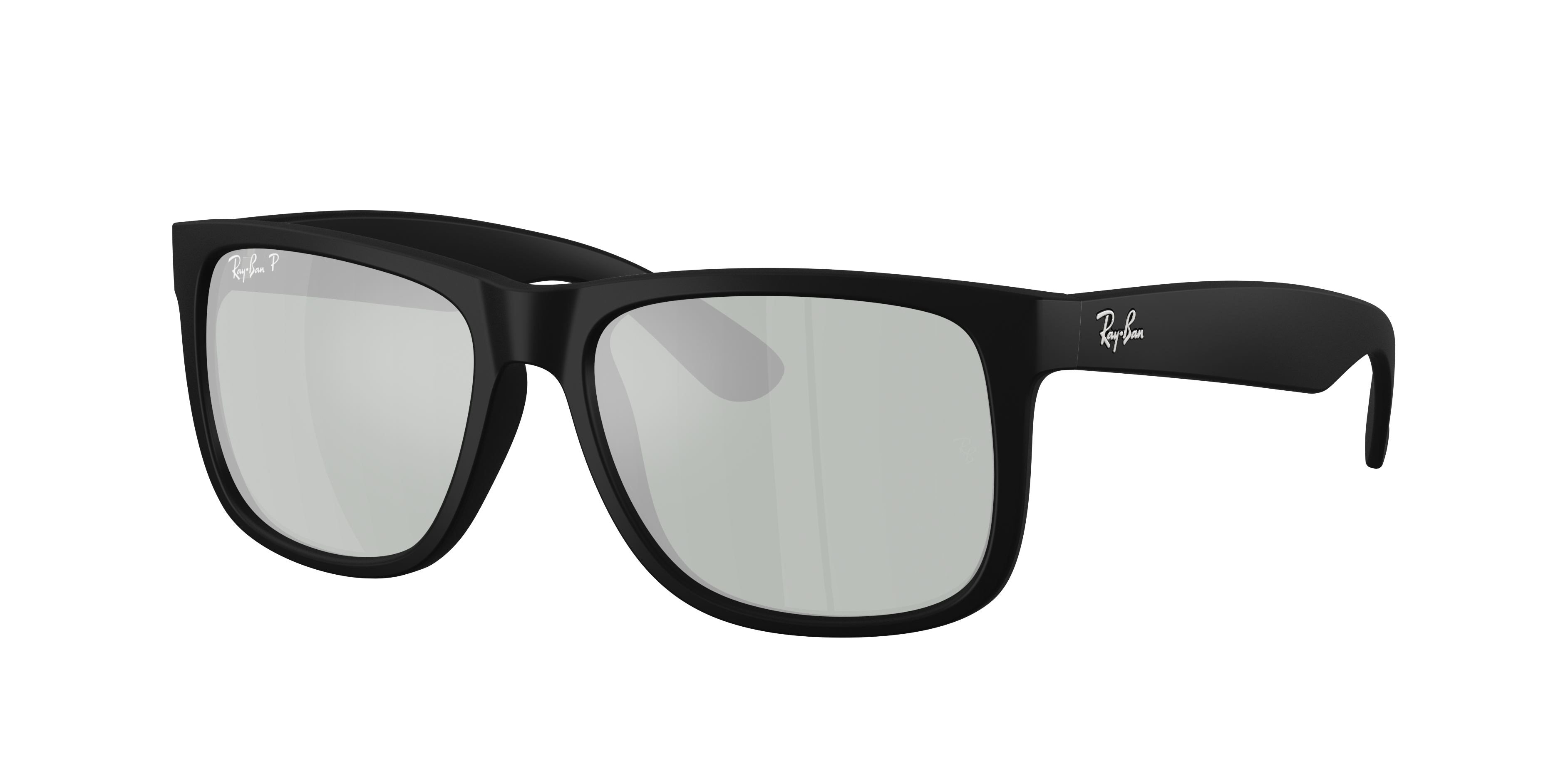 RAY-BAN Man Sunglasses RB4165 Justin Classic  -  Frame color: Rubber Black, Lens color: Green Mirror Silver Polarised