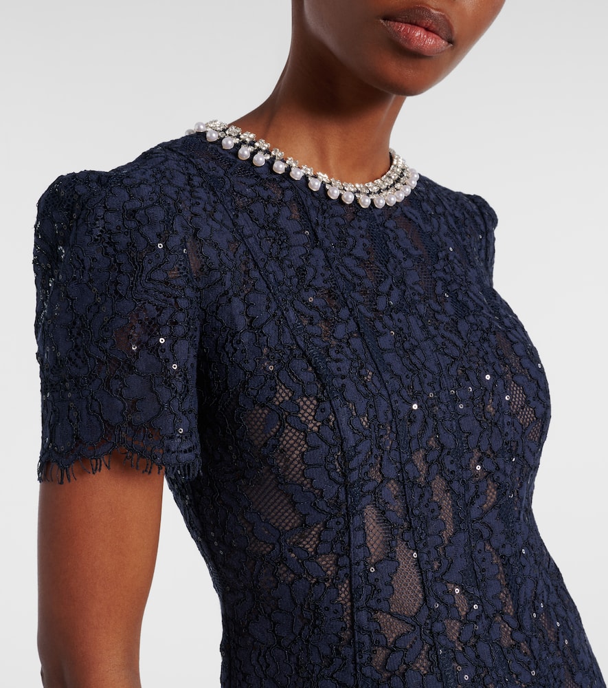 Embellished lace midi dress