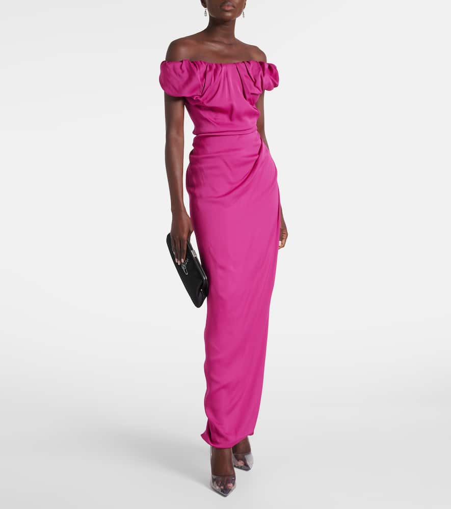 Long Ginnie Amber draped maxi dress