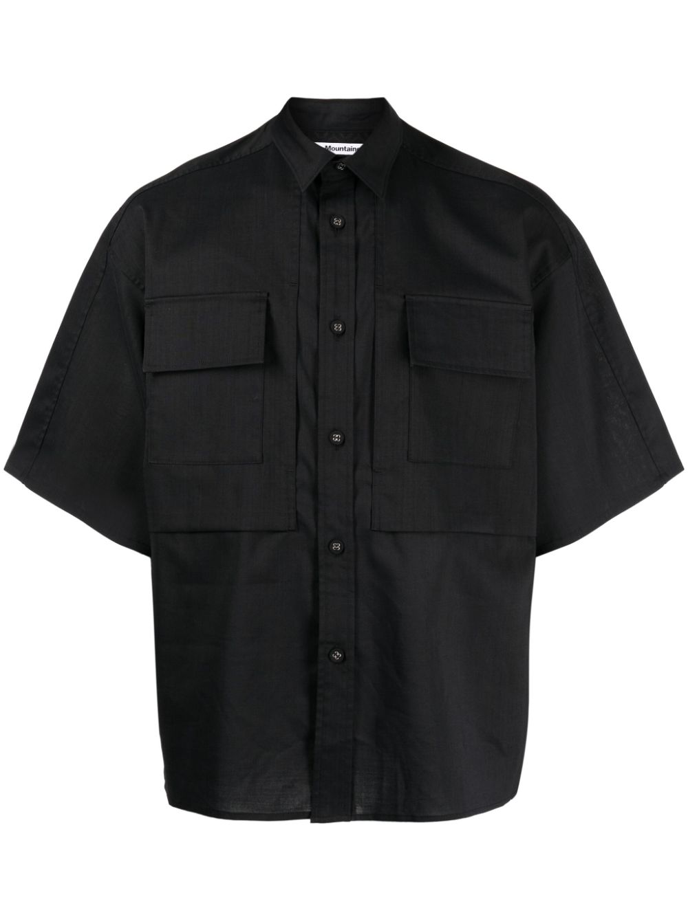 Chest-pockets button-up shirt - Black