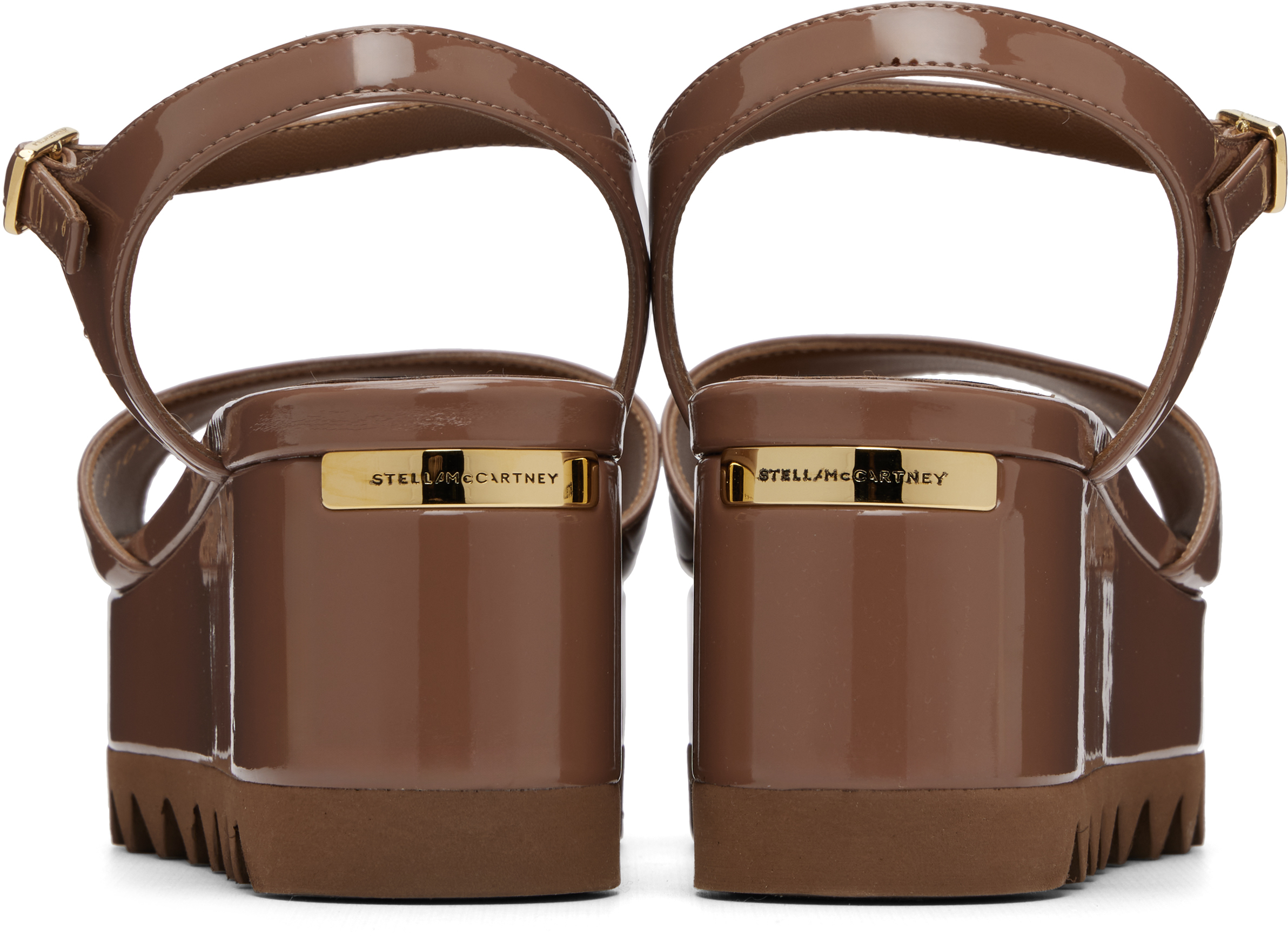 Brown Elyse Patent Platform Sandals