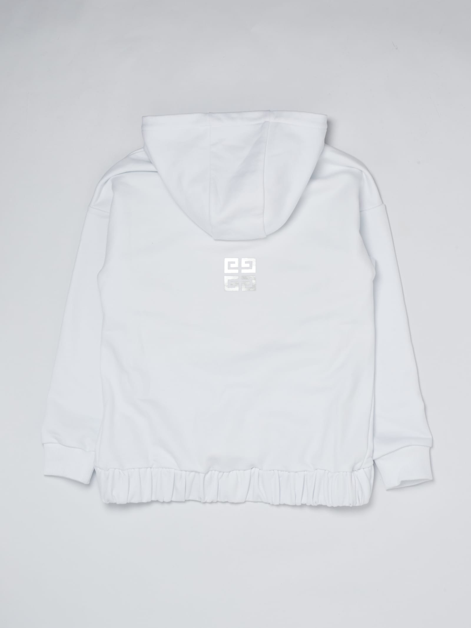 Flocked-logo cotton hoodie - White