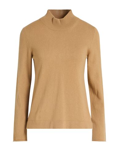 Woman Turtleneck Sand Size 4 Virgin Wool, Viscose, Cashmere