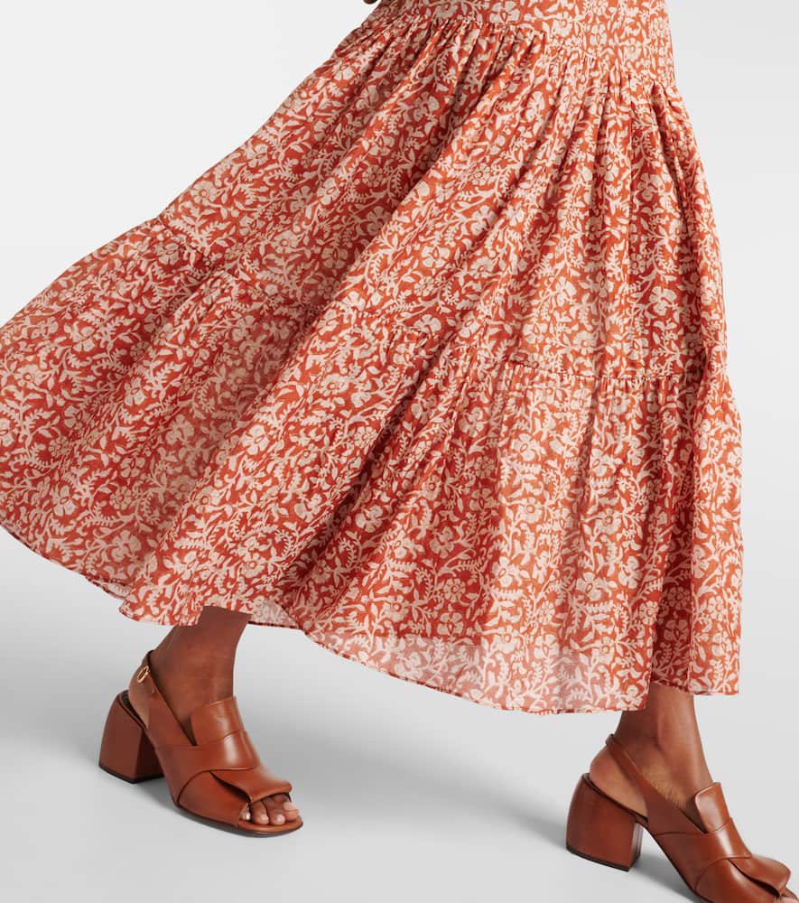 Rixo Brooke floral cotton and silk midi dress