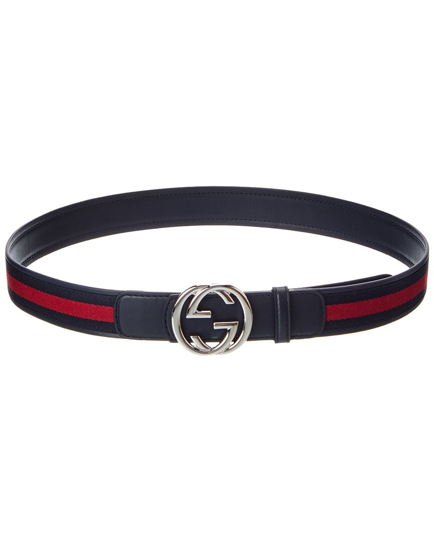 Interlocking G Web & Leather Belt