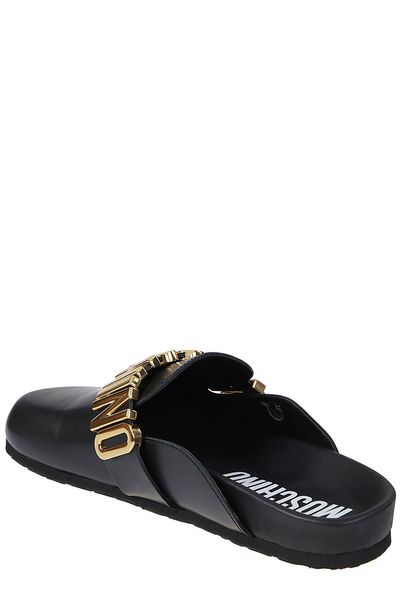 Moschino Logo Lettering Round Toe Sandals