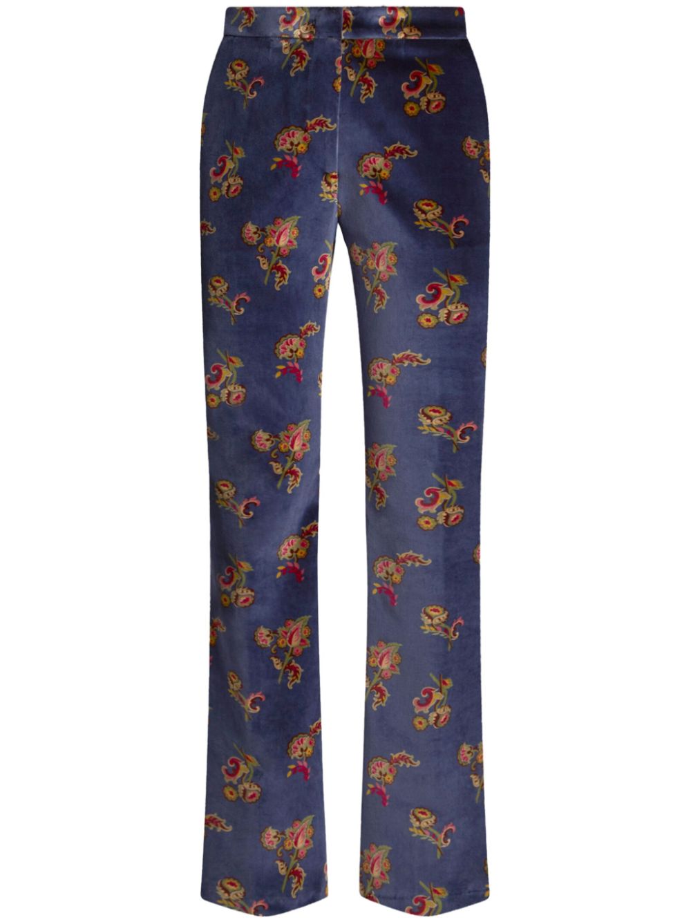 Floral flared trousers - Blue