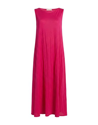 Woman Midi dress Magenta Size M Cotton, Metal fiber