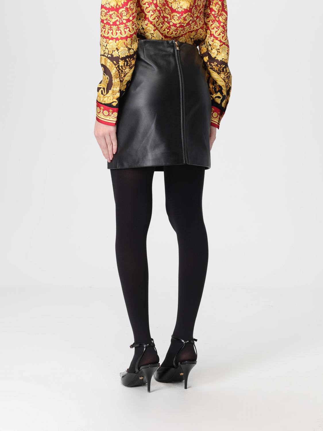 Leather draped skirt - Black