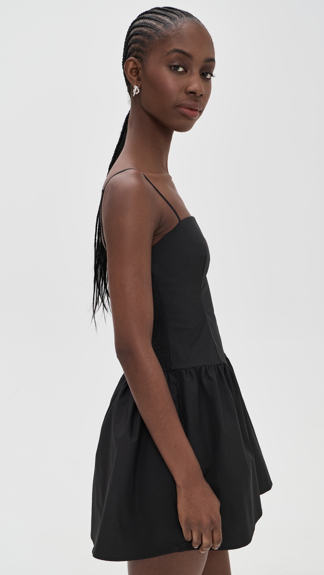 Poplin Smocking Dress Black