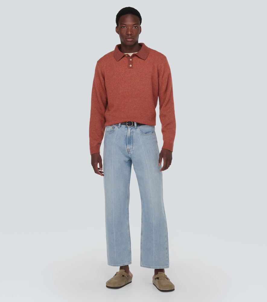 Cashmere and cotton polo top