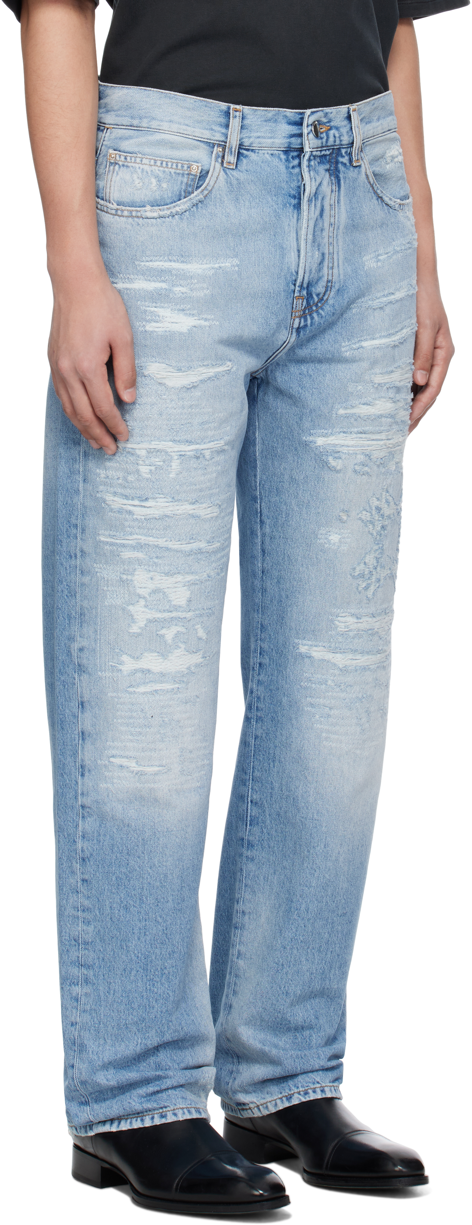 AMIRI Blue 'MA' Quad Repaired Straight Jeans