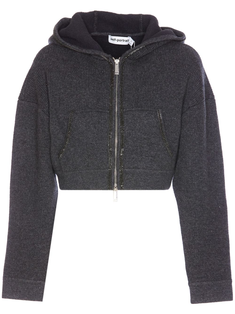 Knitted cropped hoodie - Grey