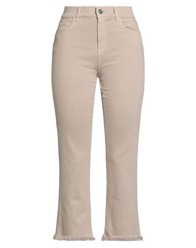 Woman Jeans Beige Size 6 Cotton, Elastane