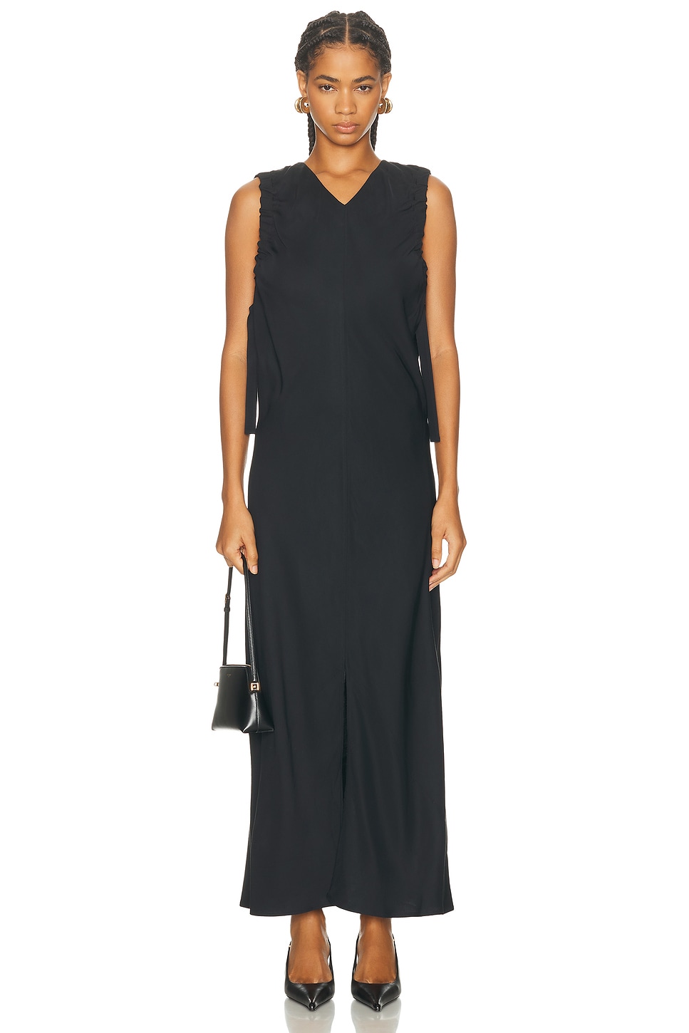 Helmut Lang Ruched Dress in Black