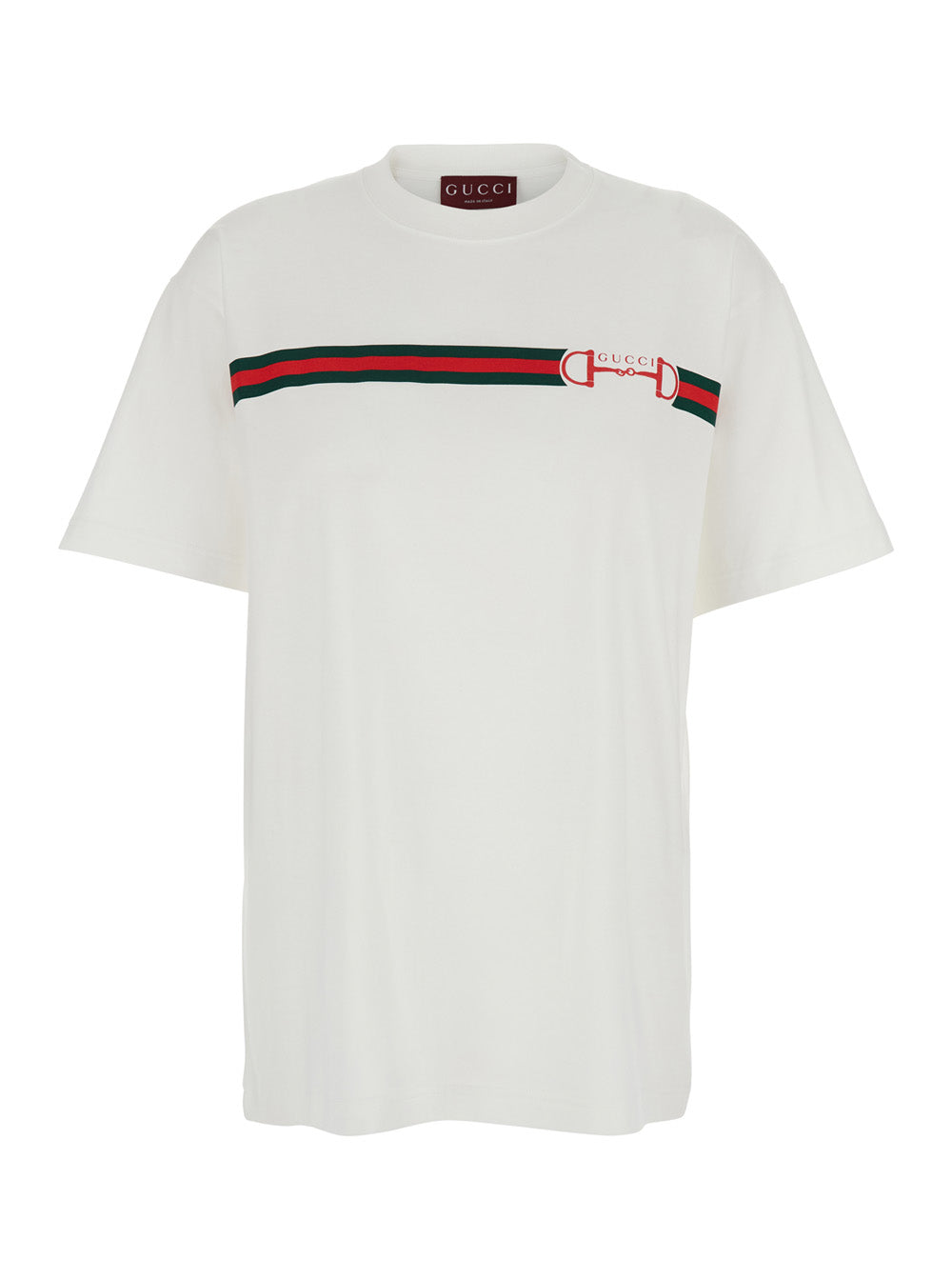 Logo-Striped Crew Neck T-Shirt — White