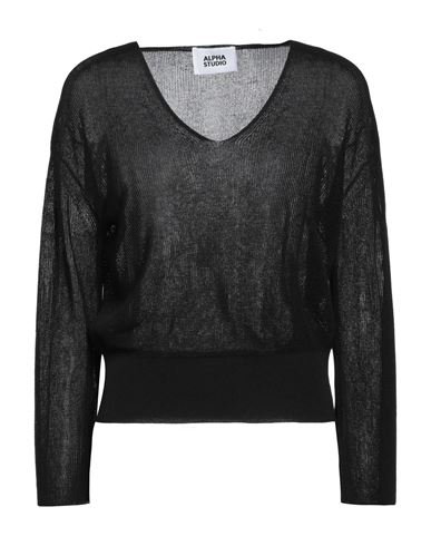 Alpha Studio Woman Sweater Black Size 4 Viscose, Polyester