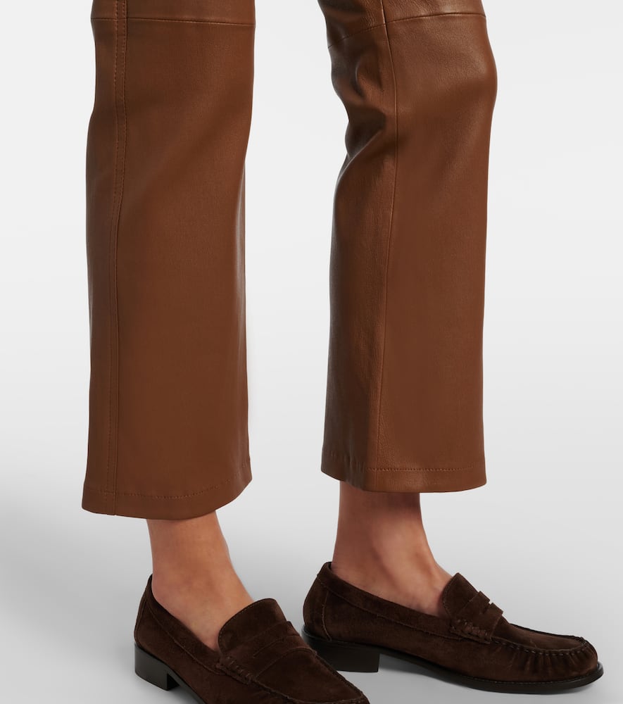 Cropped leather bootcut pants