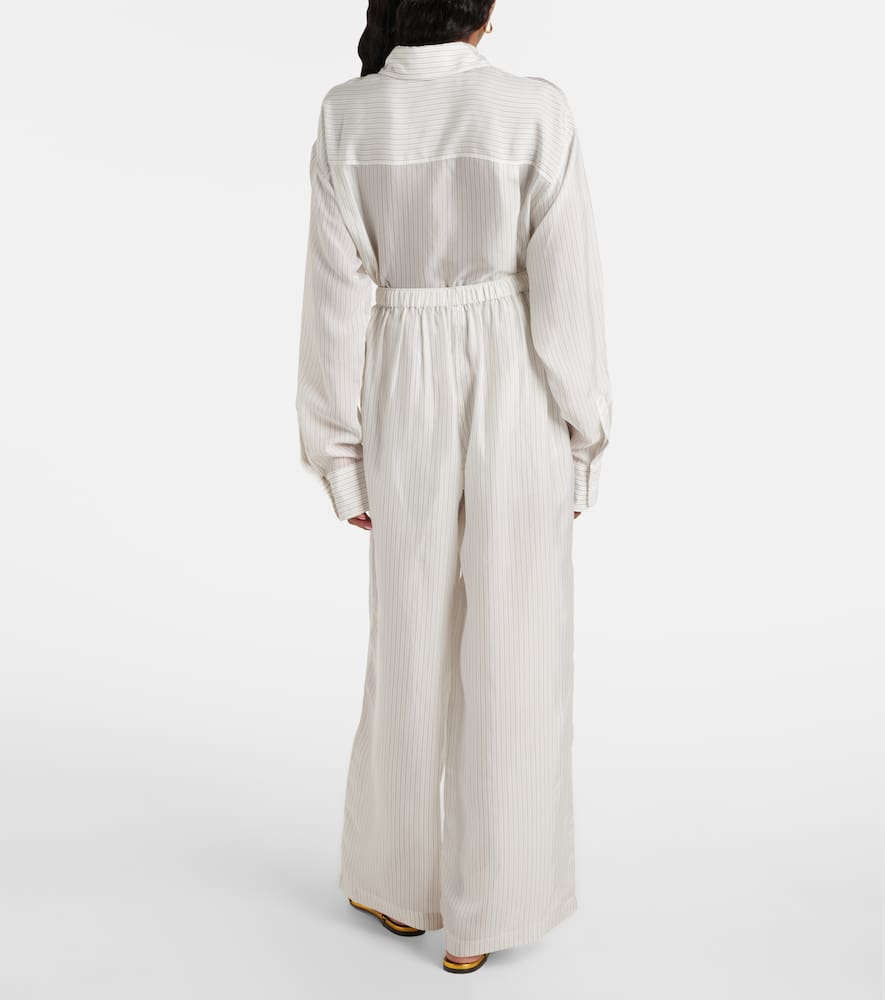 Brenna sheer striped wide-leg pants