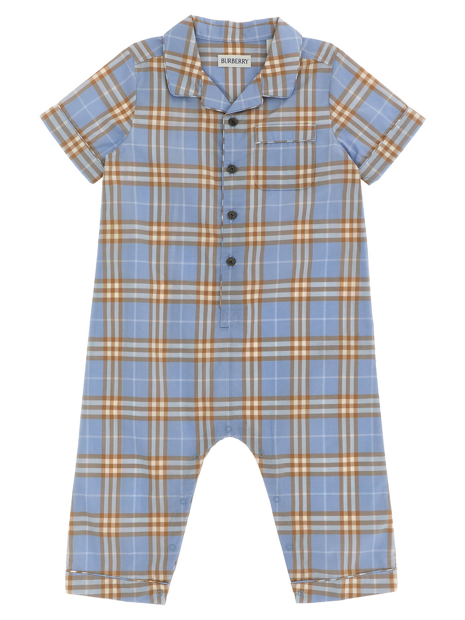 Check Cotton Jumpsuit — Blue