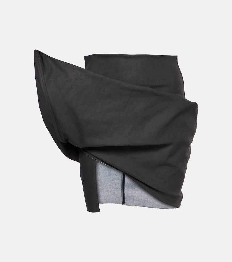 Draped cotton-blend miniskirt