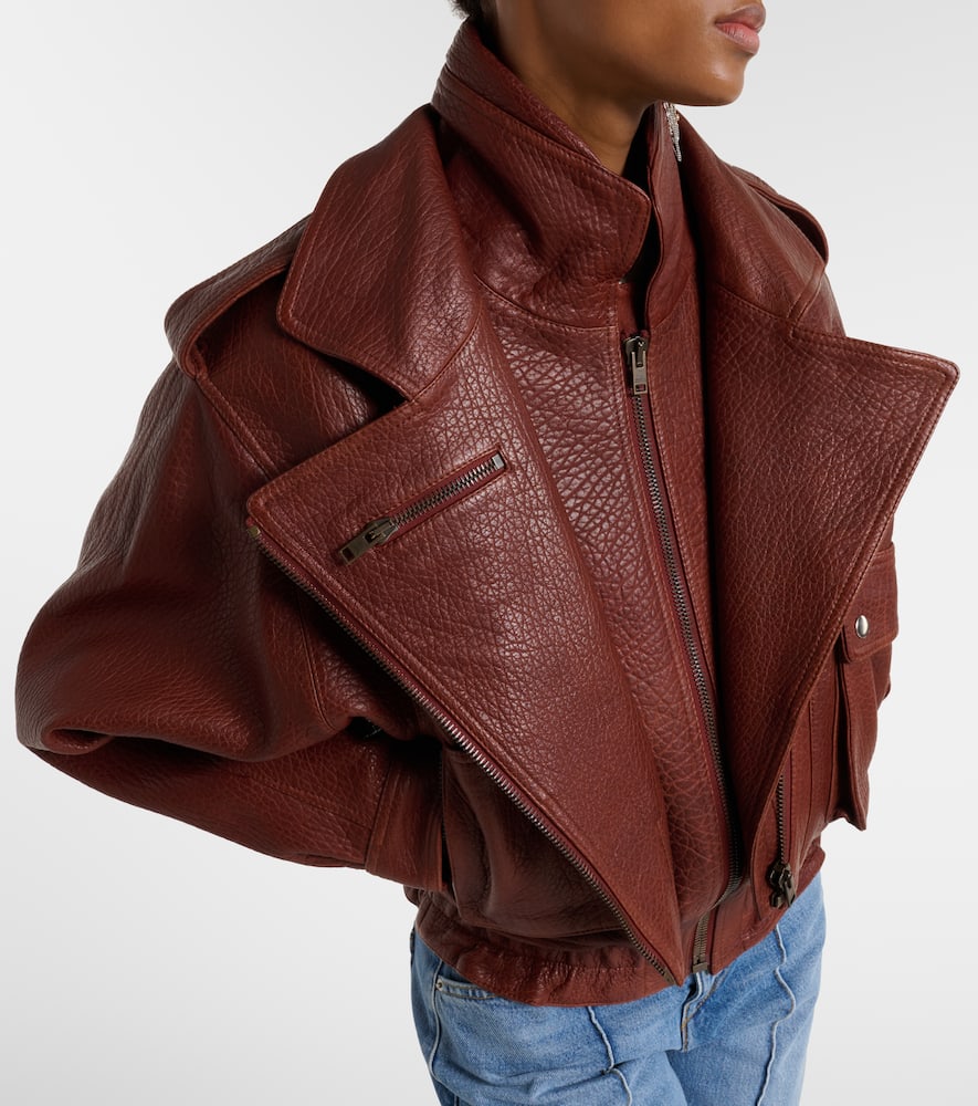 Aneli leather bomber jacket