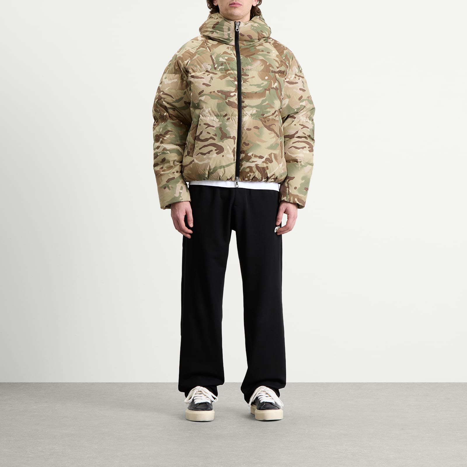 Men's Camo Hooded Down Jacket Multicam