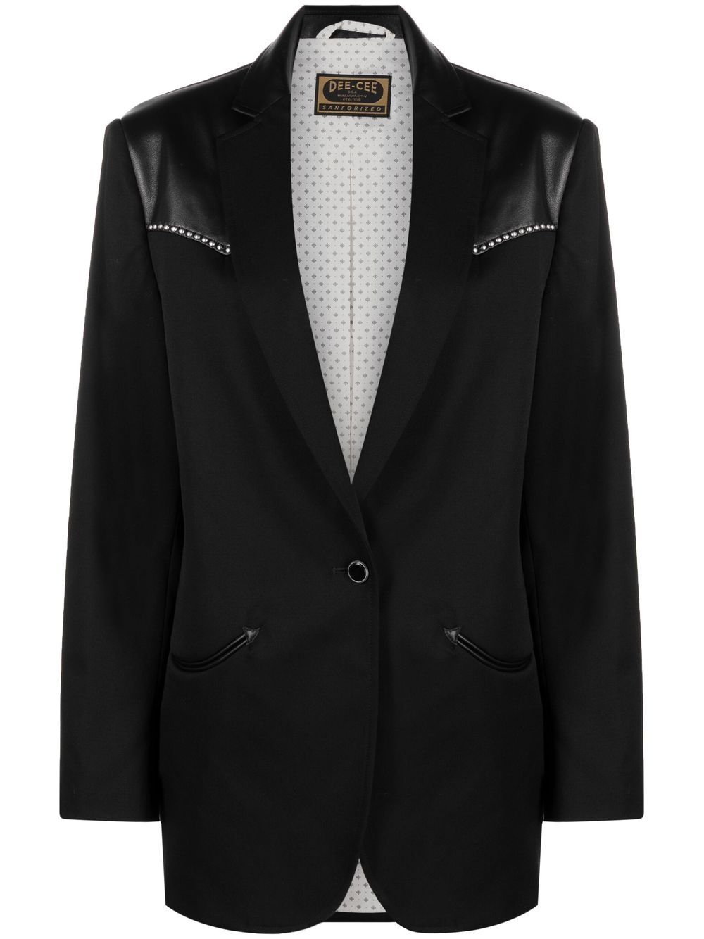 Panelled single-breasted blazer - Black
