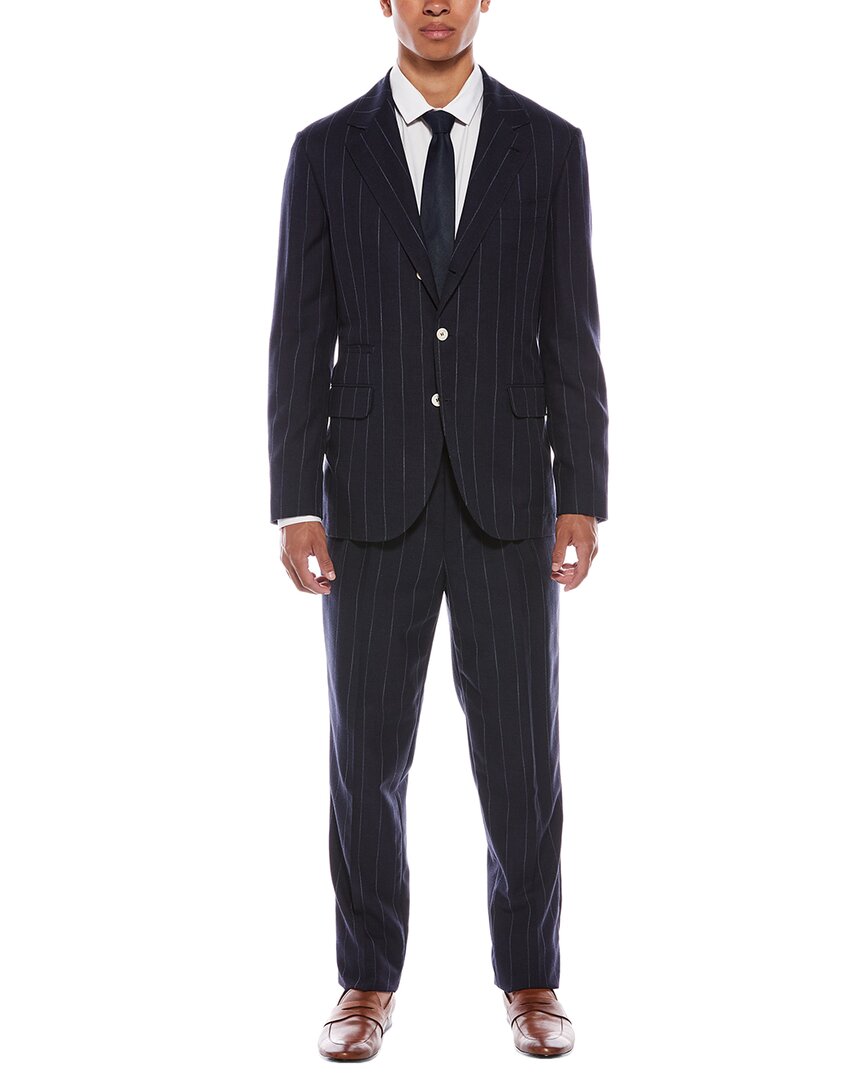 2Pc Wool-Blend Suit With Flat Front Pant