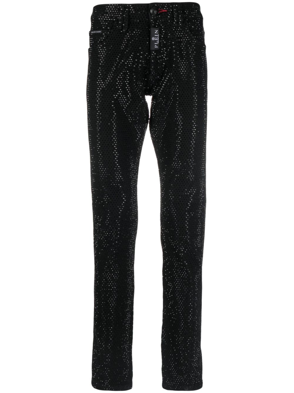 Crystal-embellished straight-leg jeans - Black