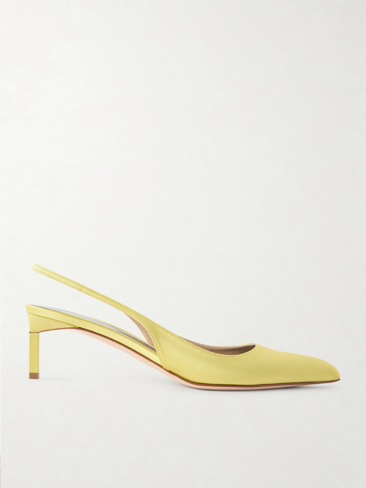 Satin Slingback Pumps - Yellow