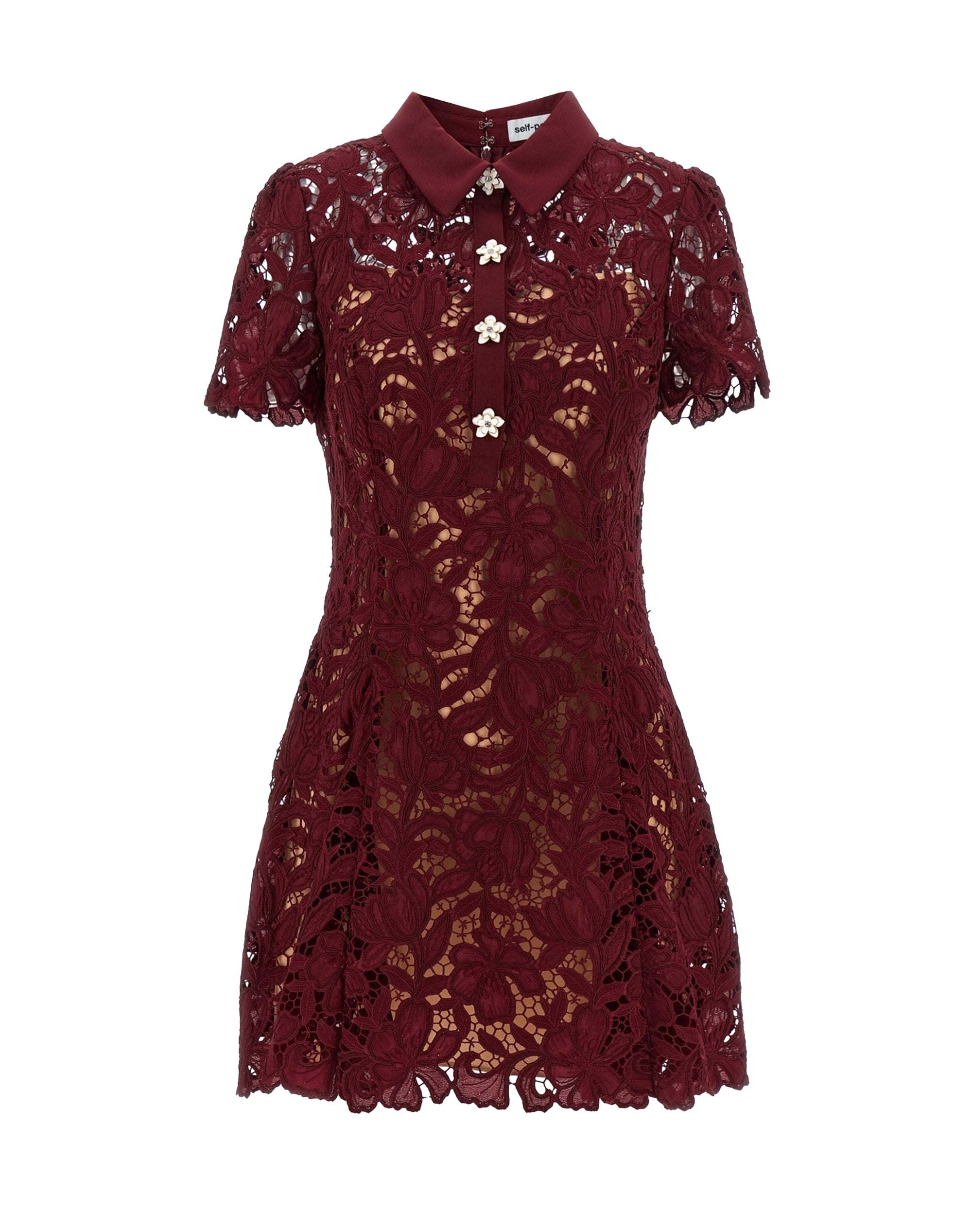 Floral Lace Dress — Burgundy