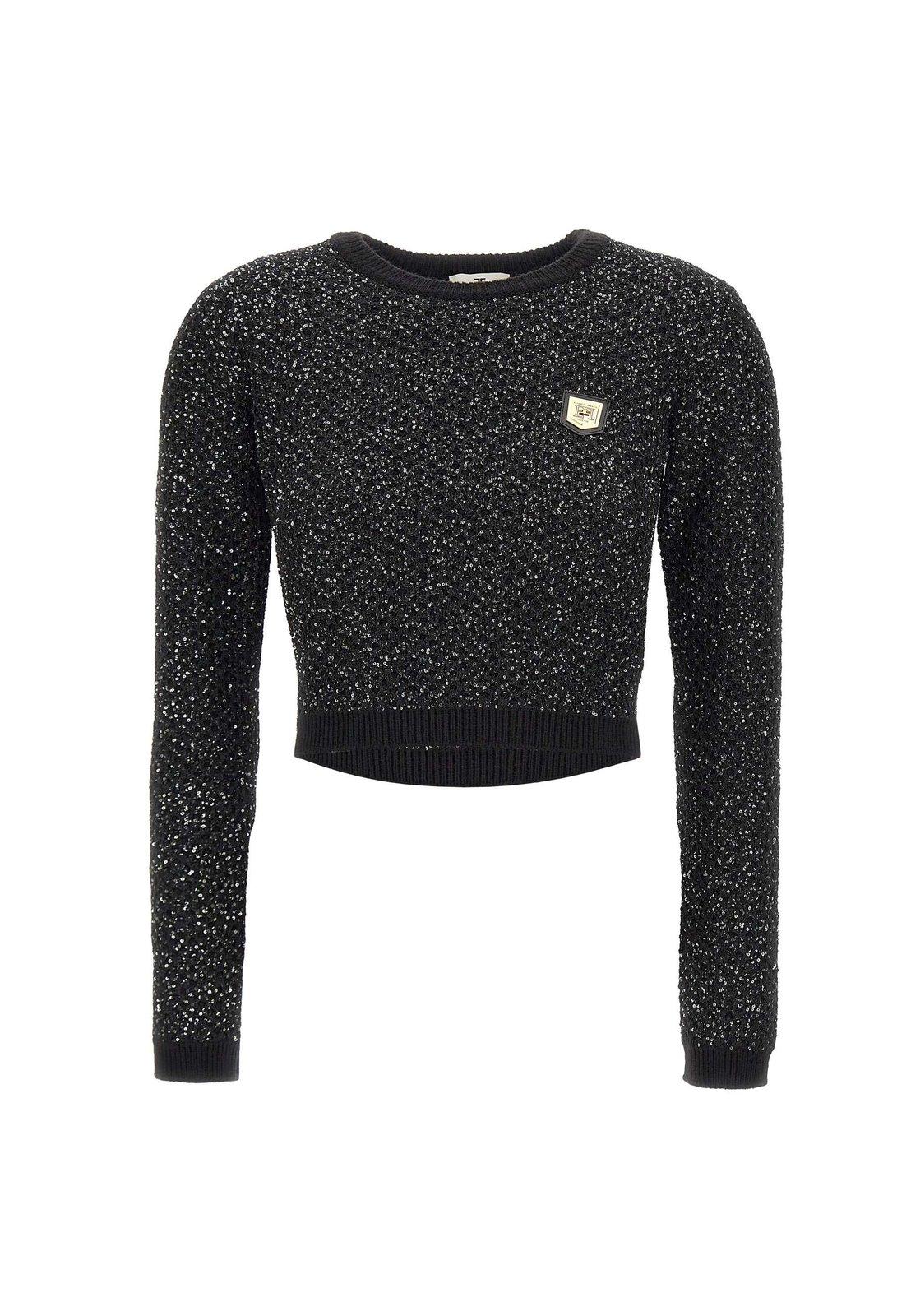Wool Crop Top With Sequins