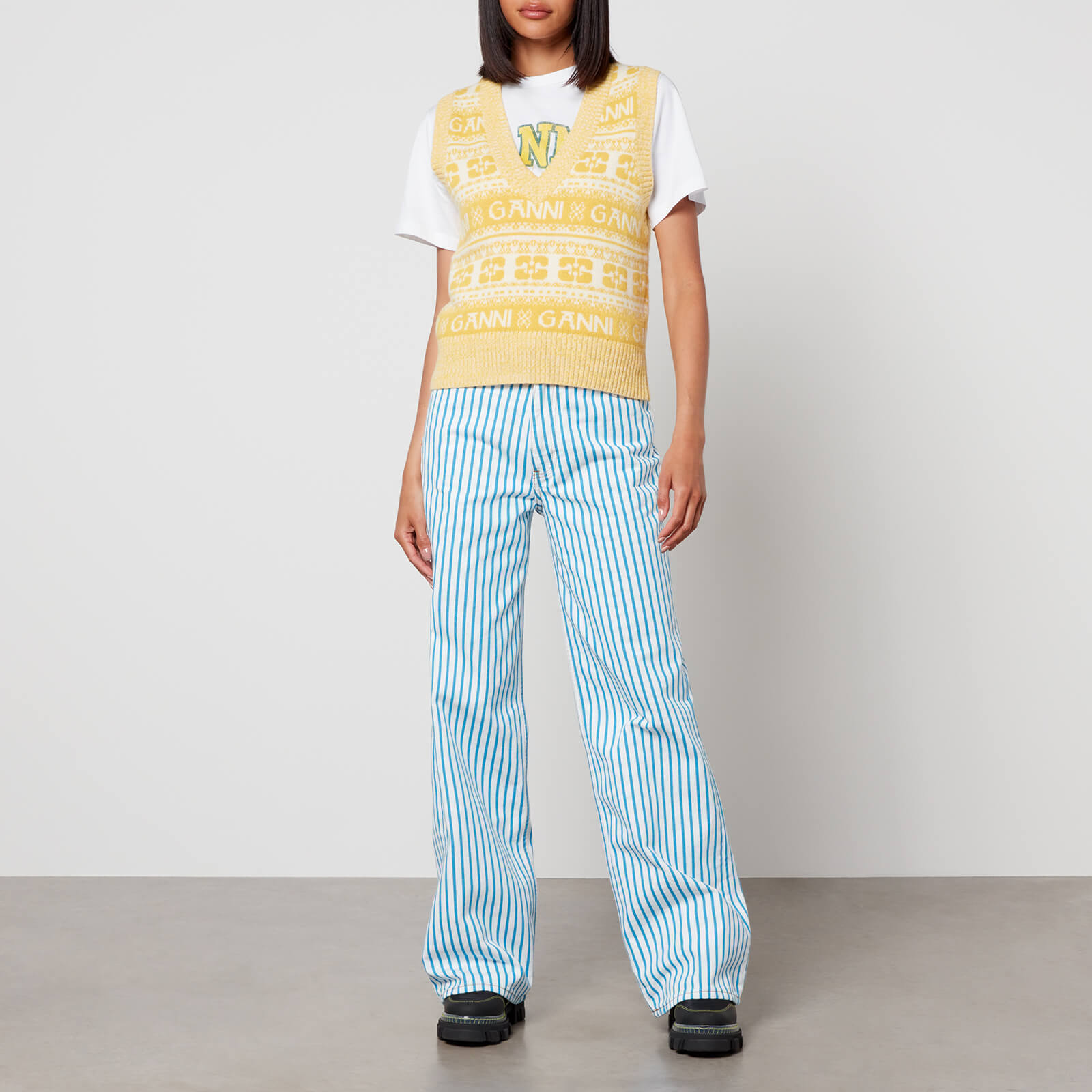 Ganni Logo-Intarsia Wool-Blend Vest