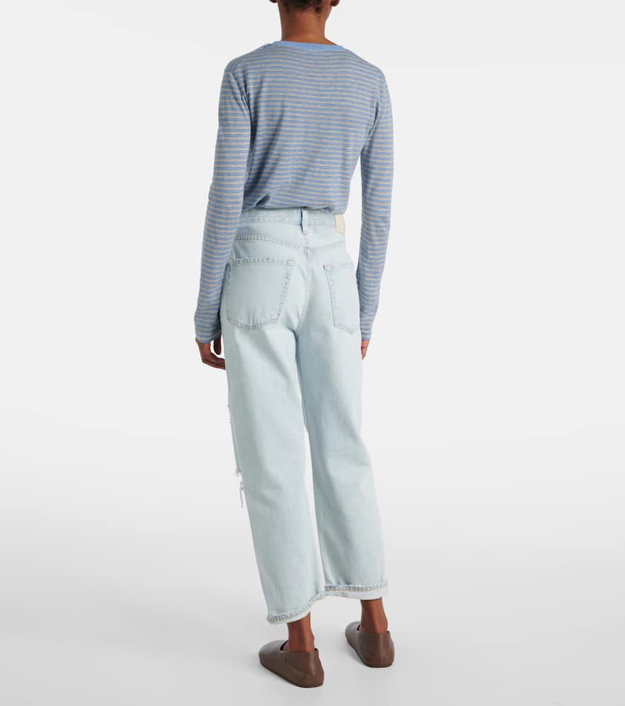 Dahlia distressed low-rise wide-leg jeans