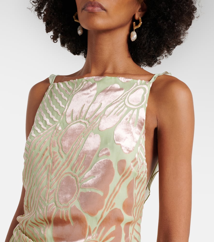 Ventura floral velvet and mesh minidress