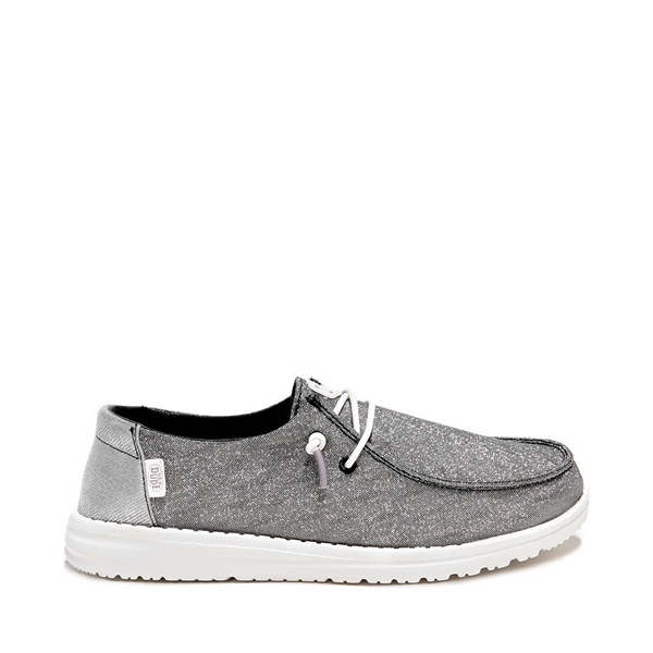 Womens HEYDUDE Wendy Metallic Sparkle Slip-On Casual Shoe - Charcoa