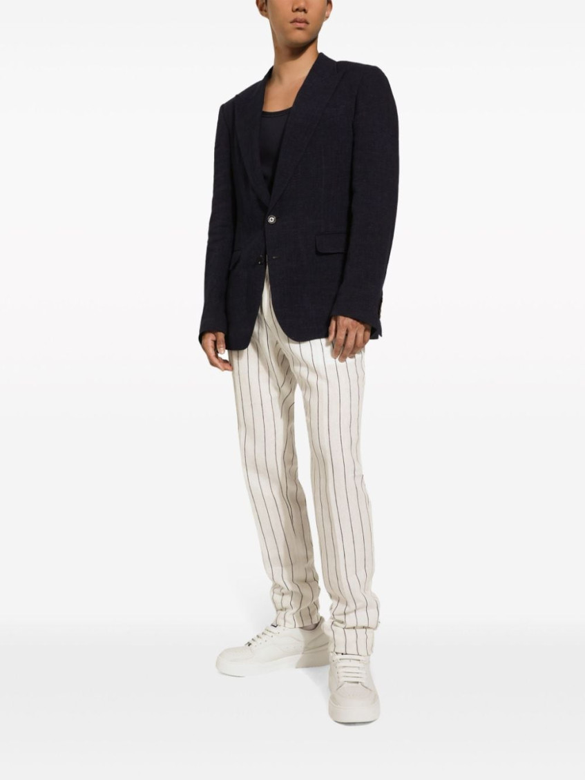Linen-blend Single-breasted Blazer