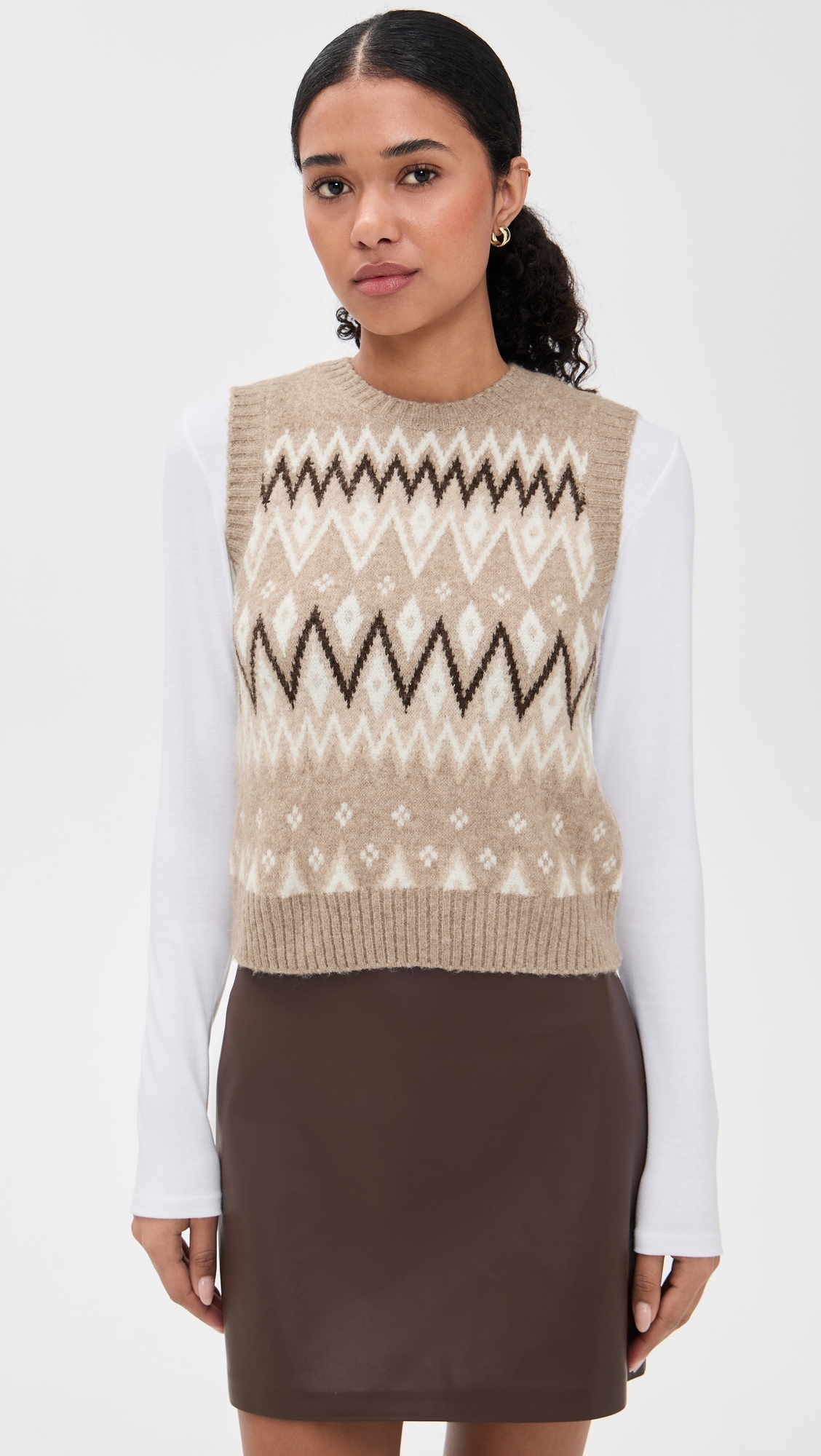 Fair Isle Vest Beige Multi