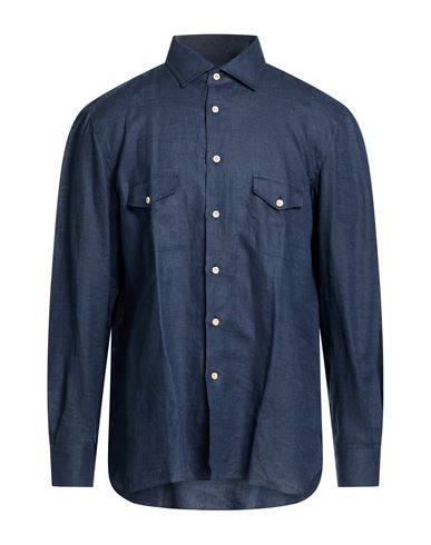 Man Shirt Navy Size 15 Linen