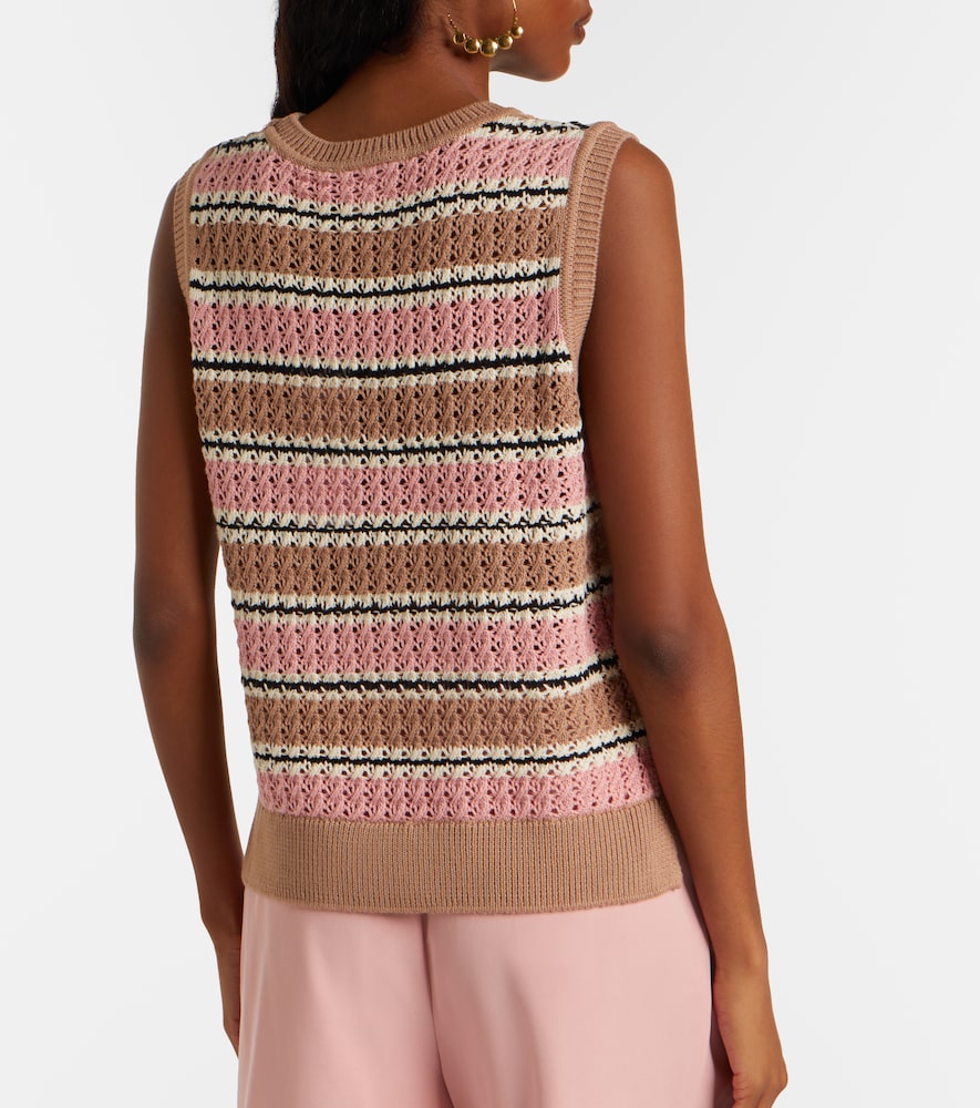 Deeley striped cotton pointelle top