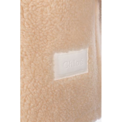 Single-breasted shearling coat - Neutrals