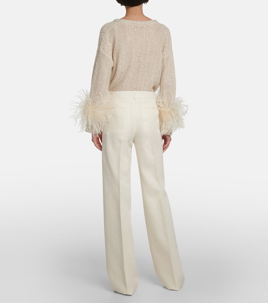 High-rise wool and silk wide-leg pants