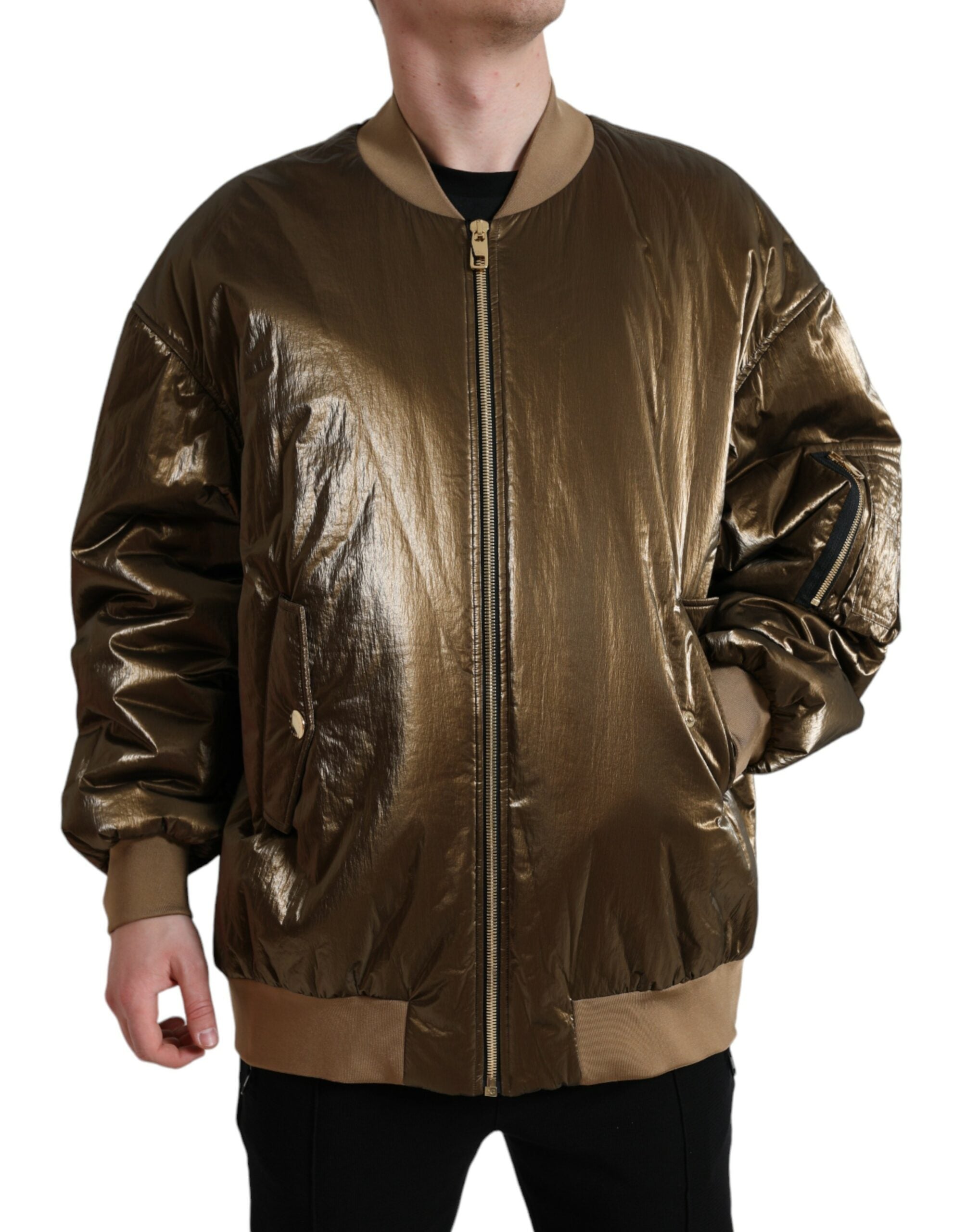 Nylon Bomber Jacket — Bronze