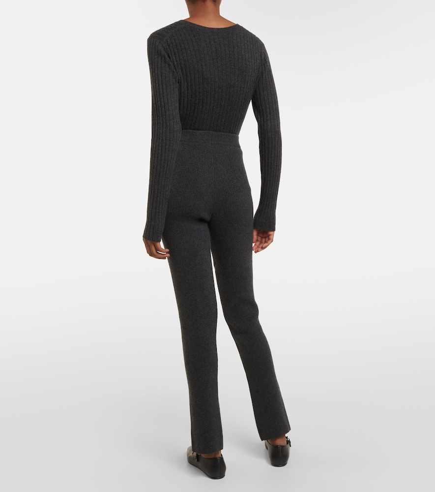Ribbed-knit cashmere slim pants