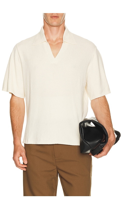 KROST Crepe Knit Polo in Egret. S also in M, L, XL/1X