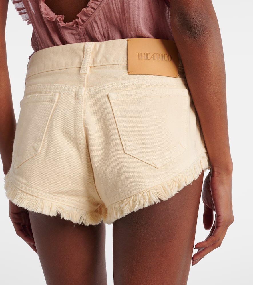 Fringed cotton canvas shorts