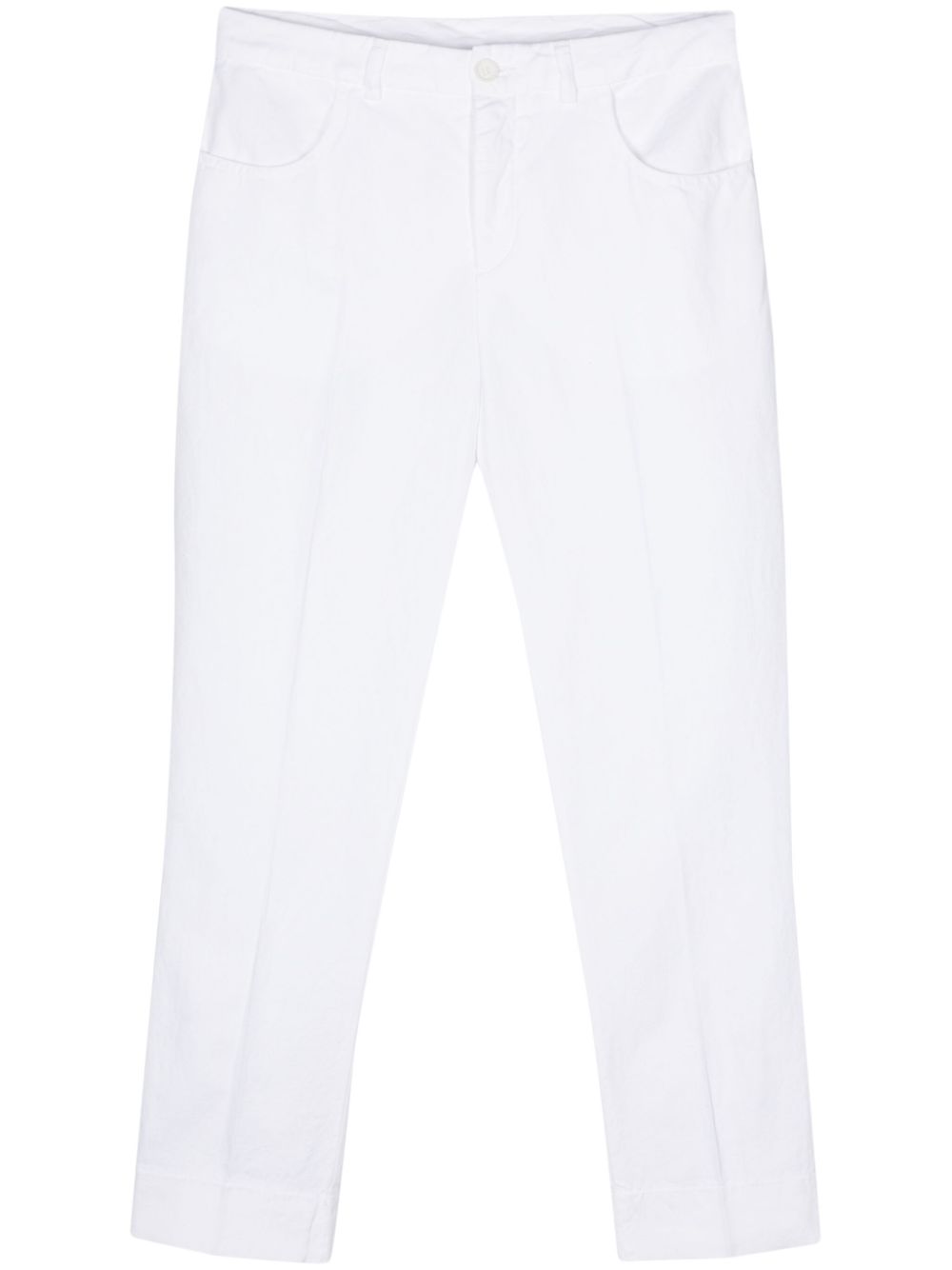 Pressed-crease tapered trousers - White