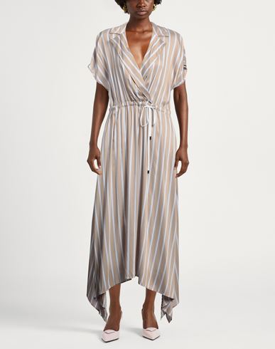 Woman Maxi dress Khaki Size 12 Viscose, Silk, Cotton